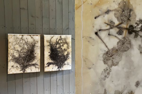 workingbert-wall-hangings-doornburgh rag paper plant prints  gold embroidery gold leaf  flock lapis lazuli Tabula Rasa series