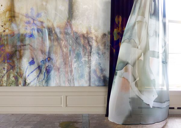 Workingbert ready to wall RW MJ 01 /wall curtain T&M Dark Iris gold on velvet and  olive on in between 