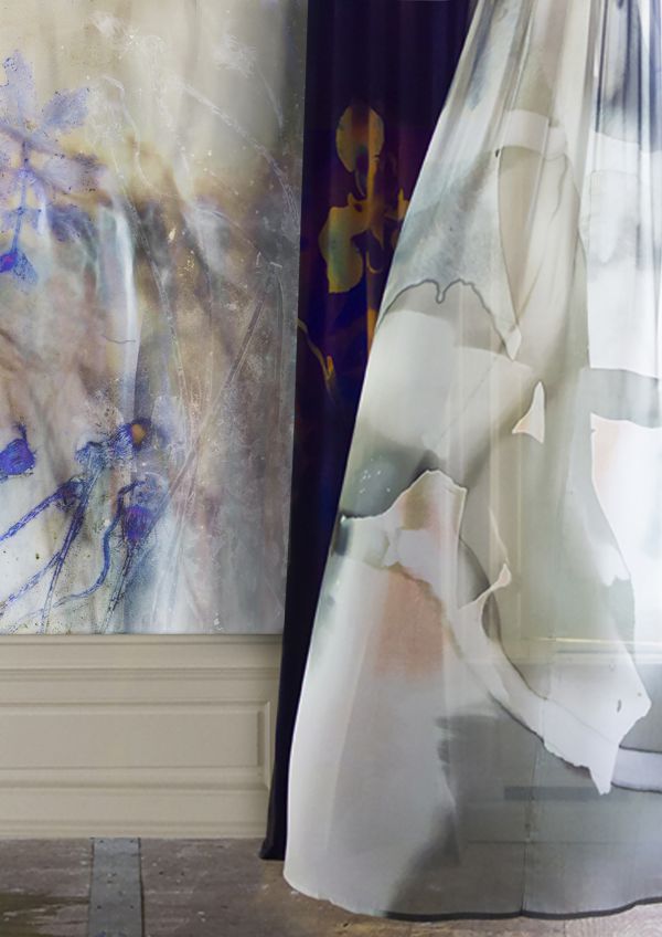 Workingbert ready to wall RW MJ 01 /wall curtain T&M Dark Iris gold on velvet and  olive on in between 