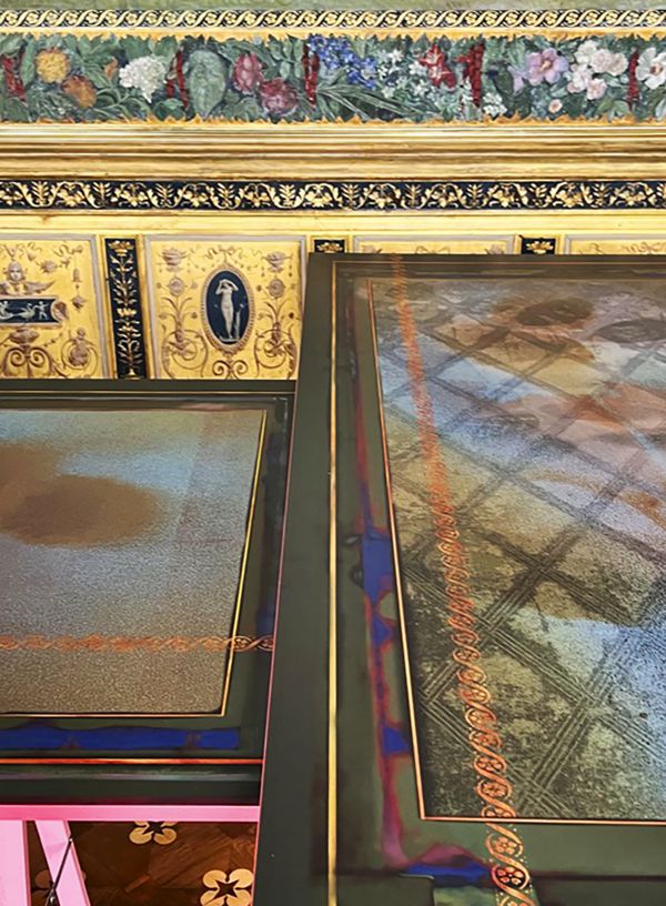 Palaces, masterly the dutch in Milan,  design Workingbert commissioned  Nicole Uniquole  made by Blok plaatmateriaal,  printed by Abet Laminaati   HPL sheen material collection
